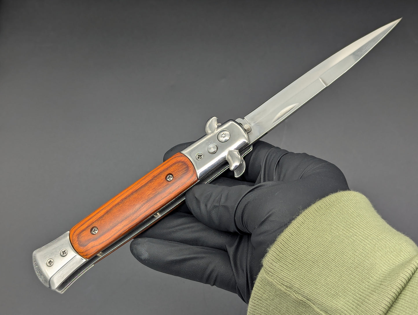 SOLID WOOD DIABLO MILANO STILETTO KNIFE