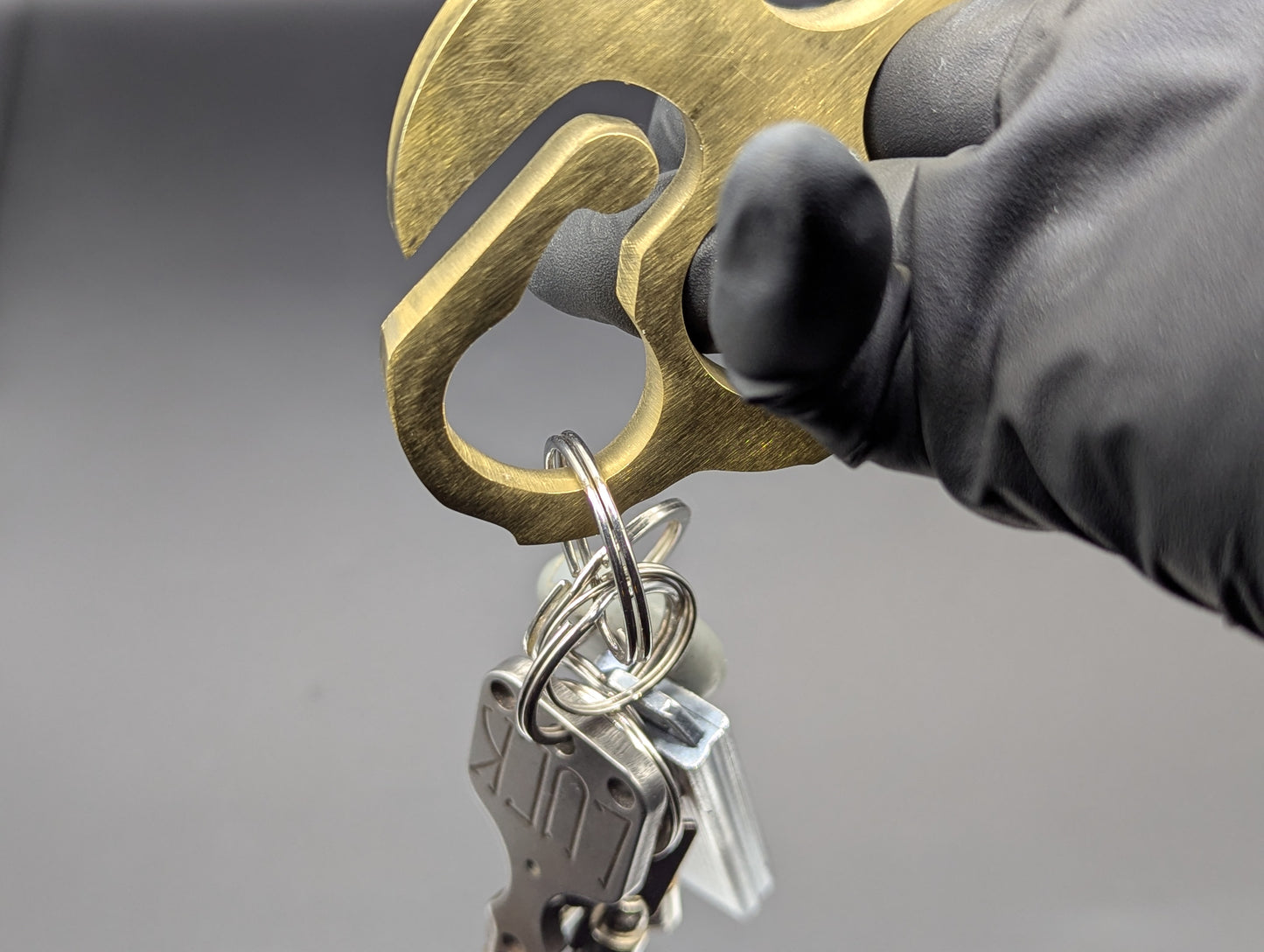 Solid Brass Keyring Belt Loop Knuckle Duster