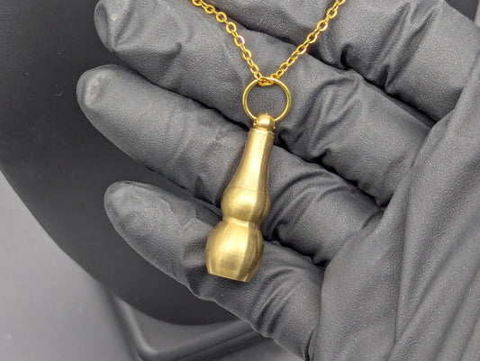 22" Gold Magic Powder Urn Mini Spoon & Screw Top Jar EDC Necklace