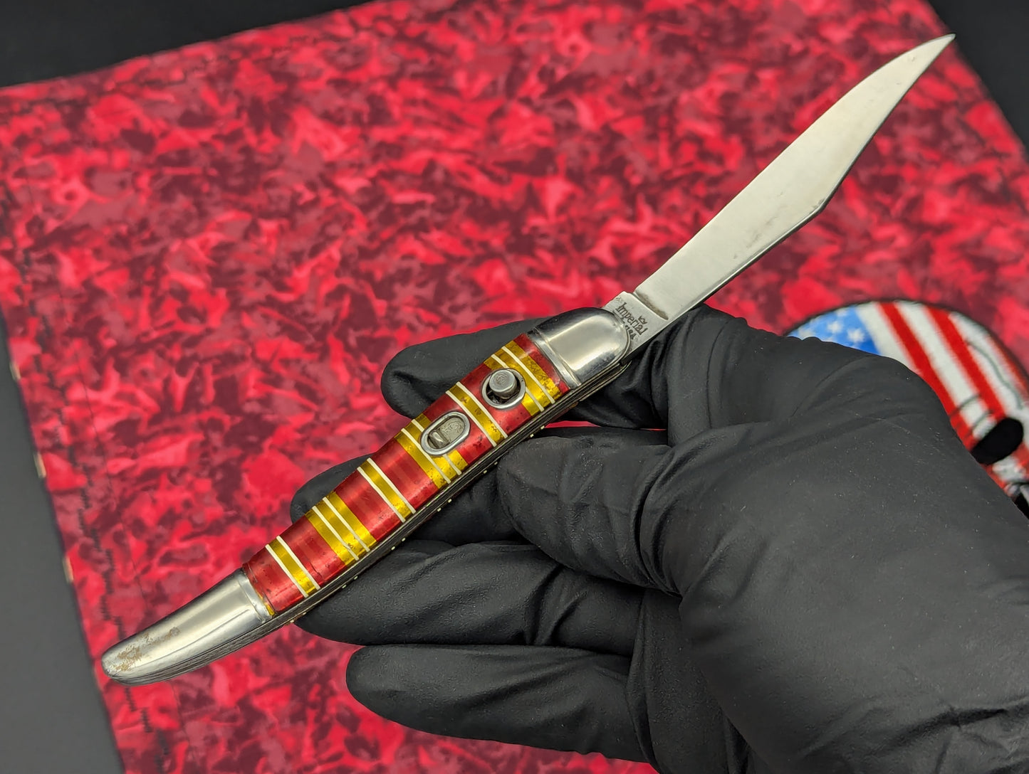 ANTIQUE IMPERIAL USA CANDYSTRIPE SWITCHBLADE KNIFE
