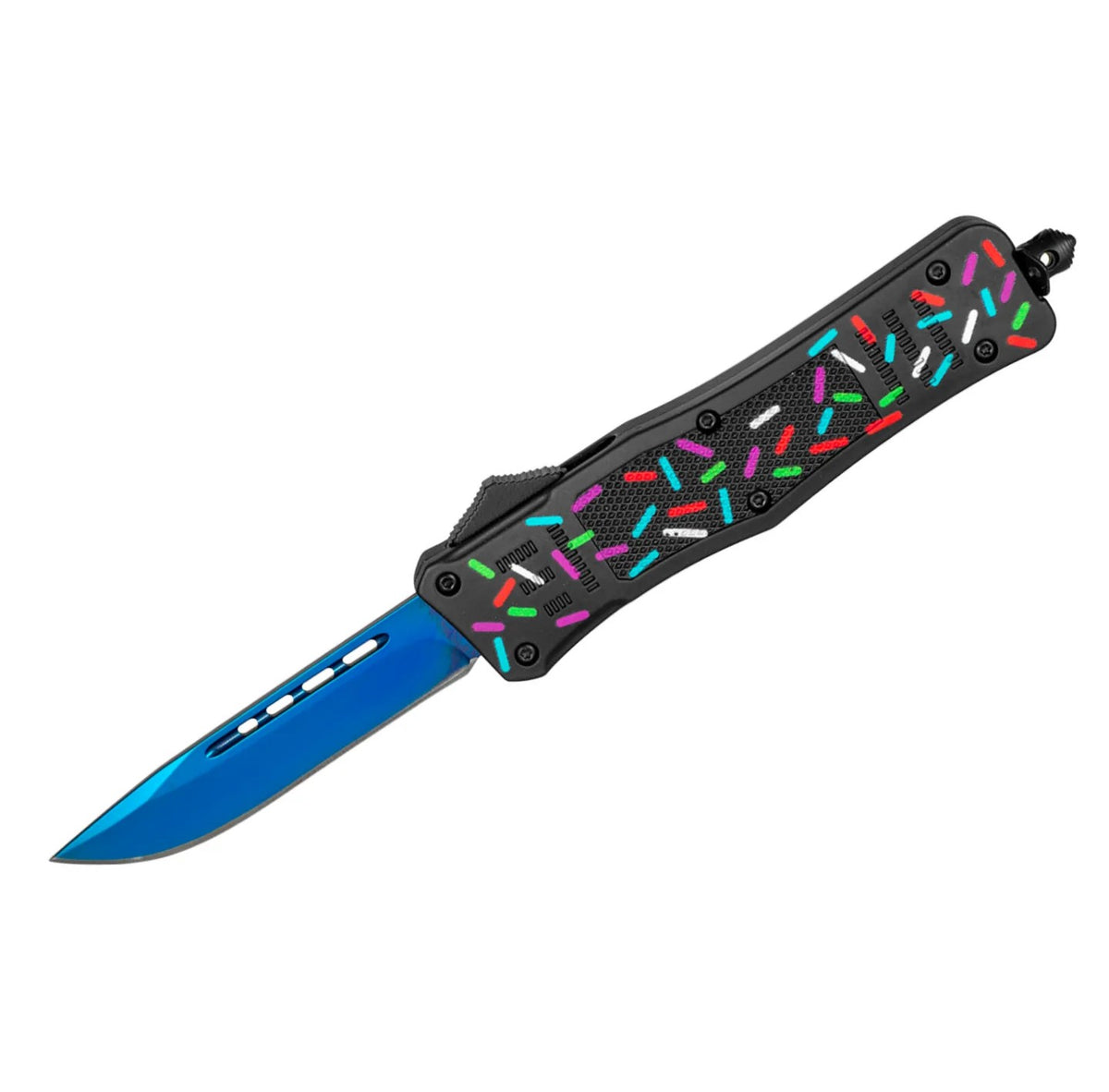 8.25" DARK CHOCOLATE SPRINKLE DONUT D/A OTF KNIFE
