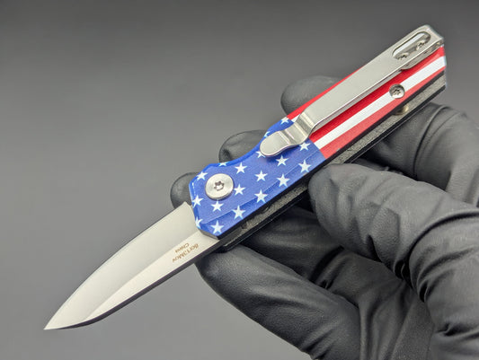 USA STARS AND STRIPES CALIFORNIA LEGAL SWITCHBLADE KNIFE