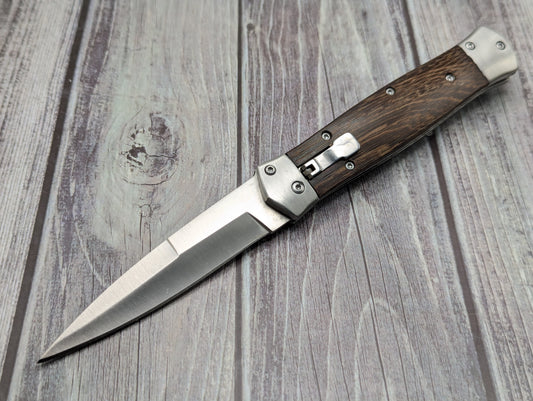 9" SOLID WOOD DAGGER AUTOMATIC LEVERLOCK