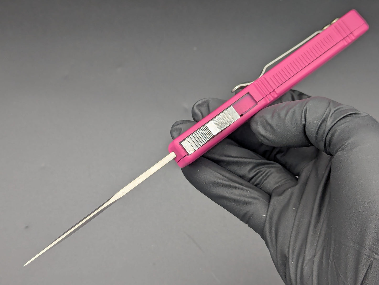 PINK LIGHTNING OTF STAINLESS PLAIN DROP POINT BLADE