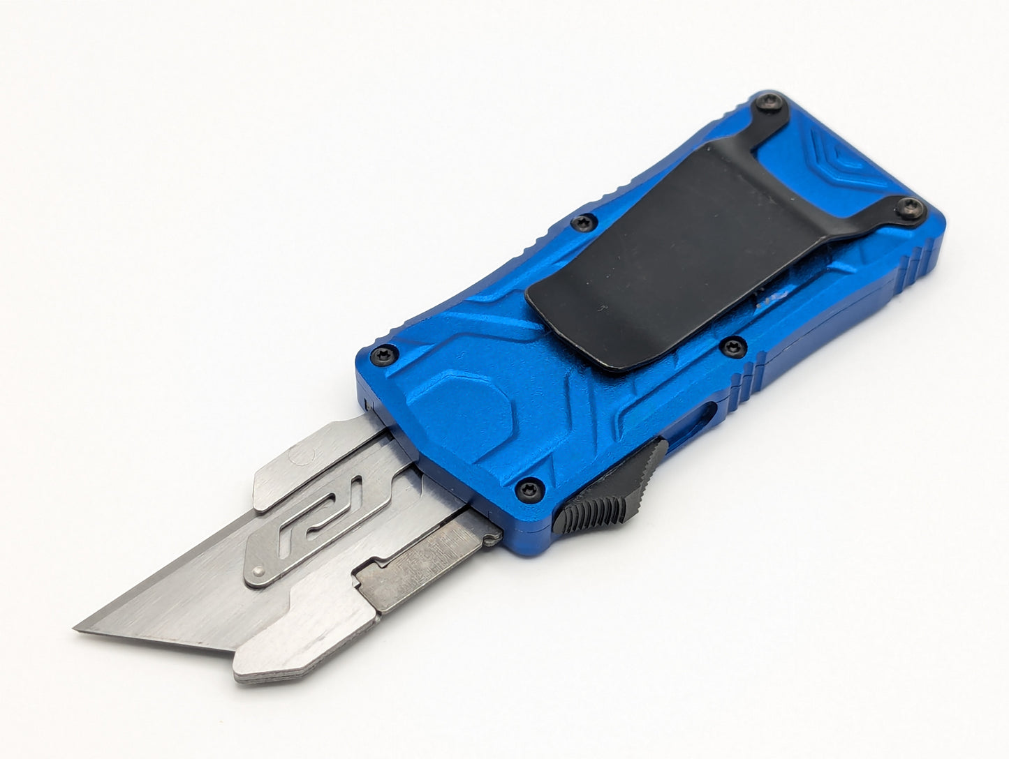 Blue Molded Aluminum D/A Box Cutter OTF Knife