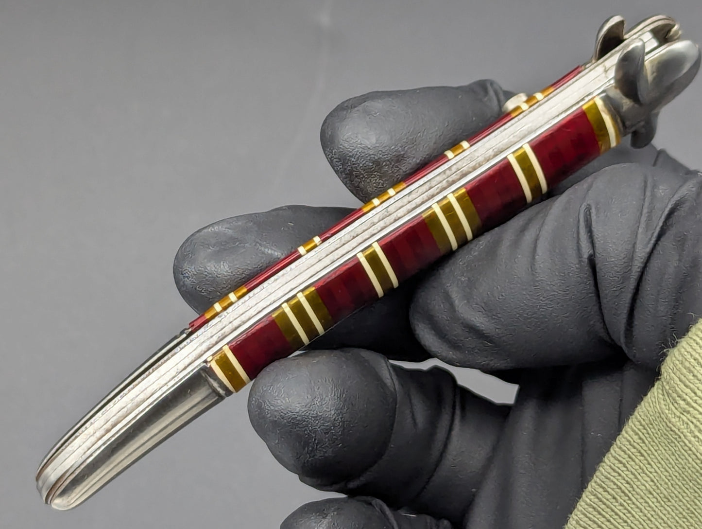 ANTIQUE IMPERIAL FIXED GUARD CANDY STRIPE SWITCHBLADE KNIFE