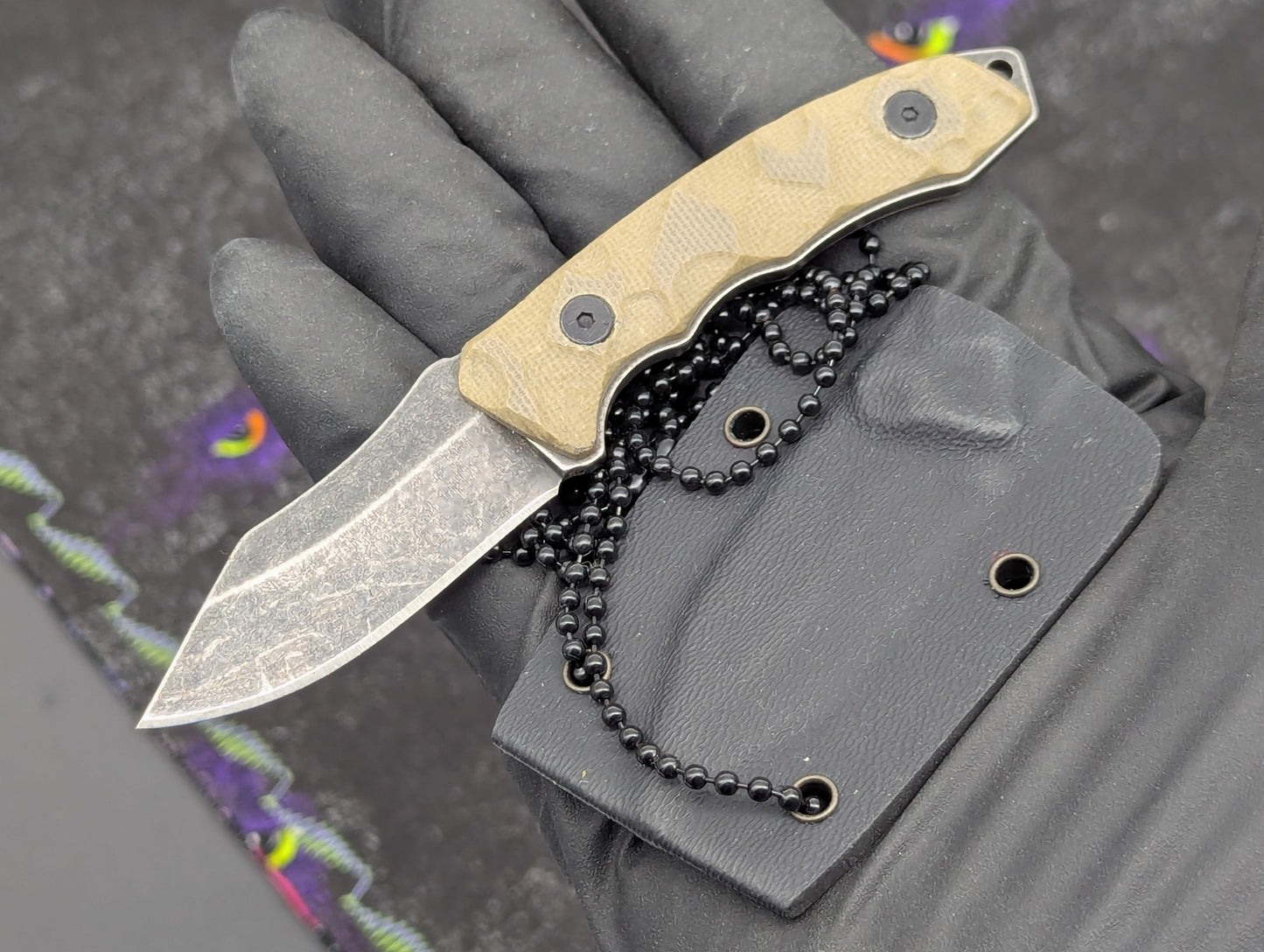 4.75" FULL TANG G-10 DROP POINT NECK KNIFE