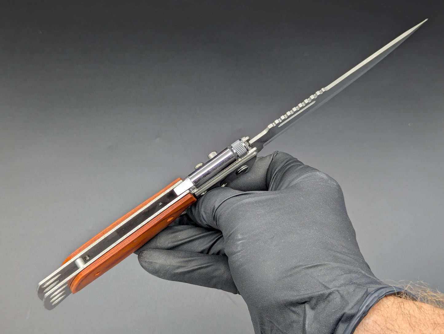 10" CIGAR CUTTER ROSEWOOD SWITCHBLADE KNIFE w/ LIGHT