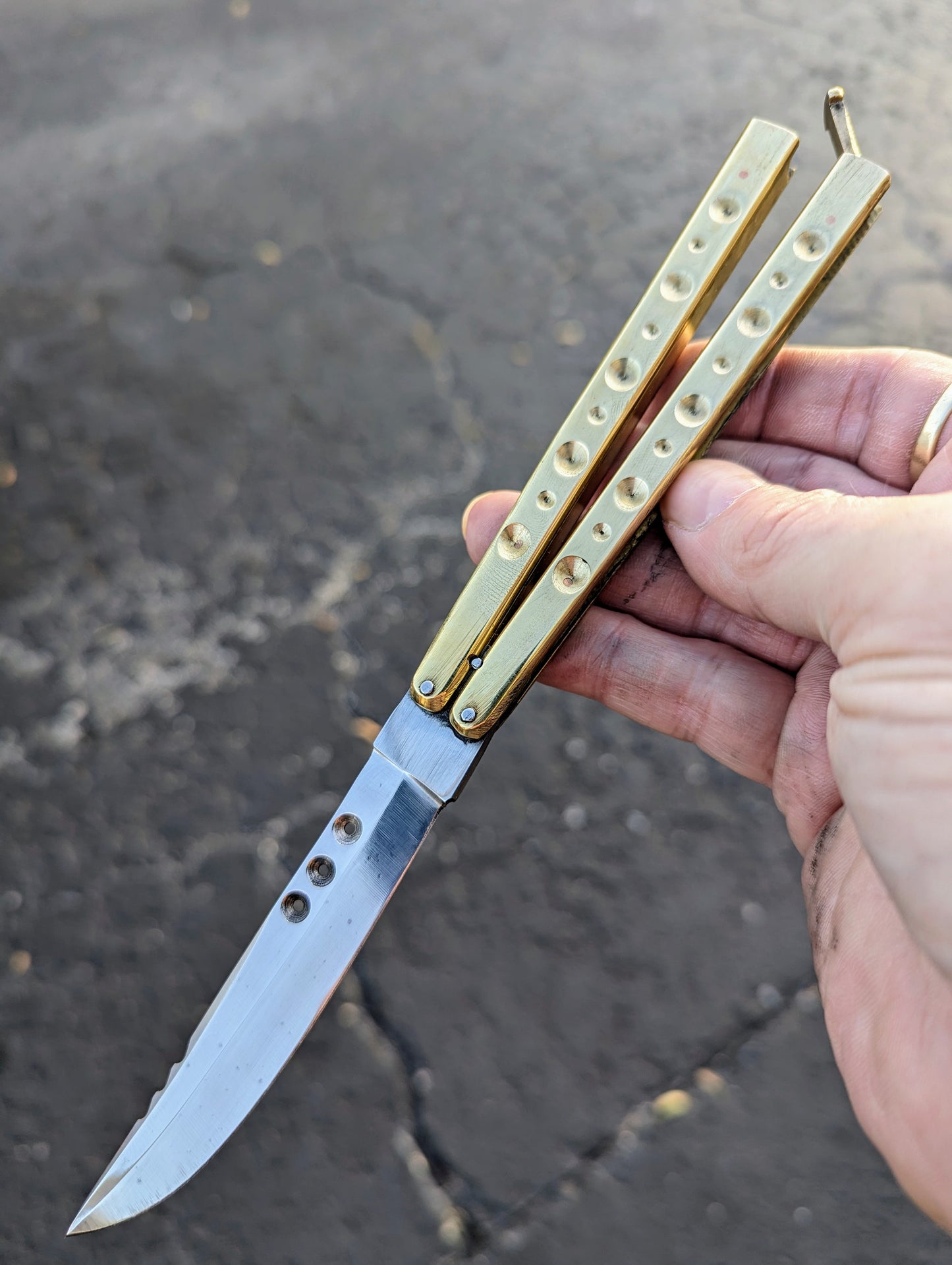 9" Solid Brass Milled FHM Balisong Knife Rambo