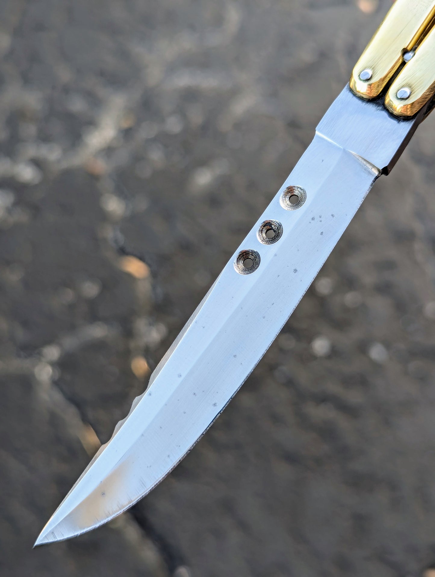 9" Solid Brass Milled FHM Balisong Knife Rambo