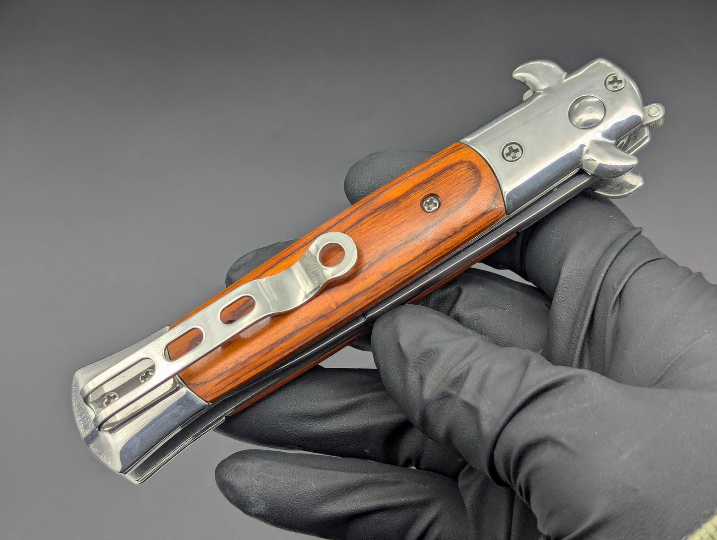 SOLID WOOD DIABLO MILANO STILETTO KNIFE