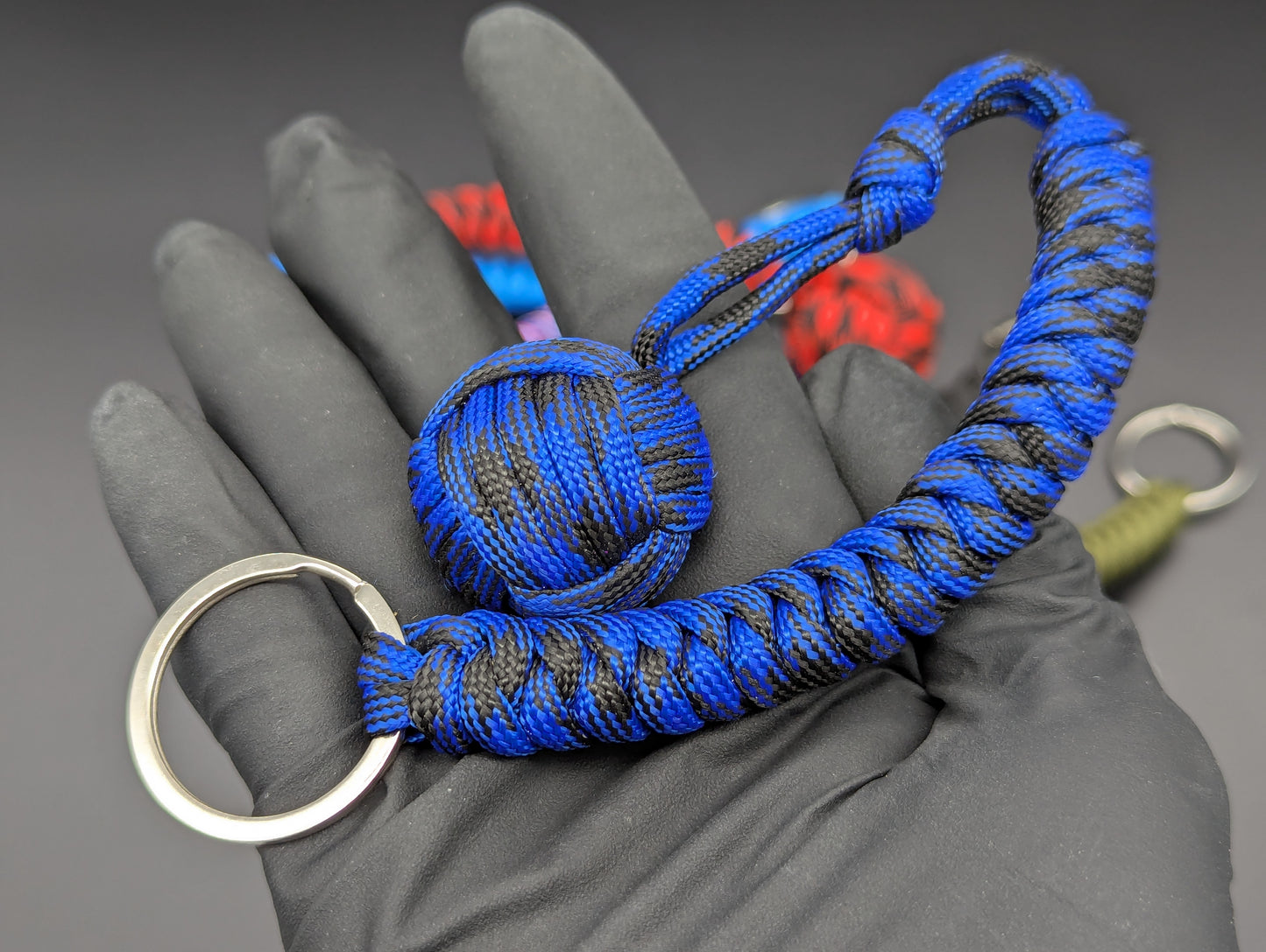 3 Oz Blue & Black Monkey Fist Keyring