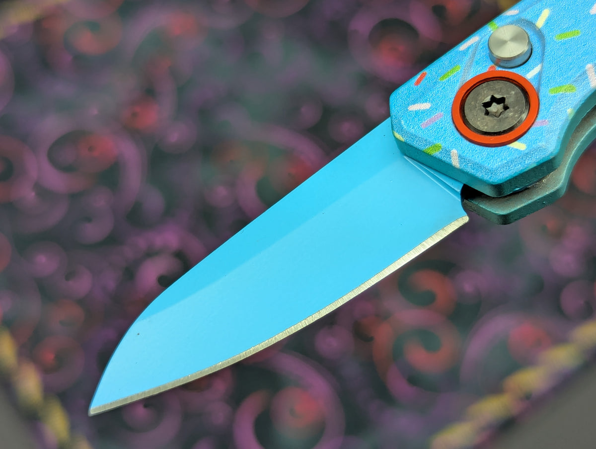 BLUE SPRINKLE DONUT CALI LEGAL SWITCHBLADE KNIFE