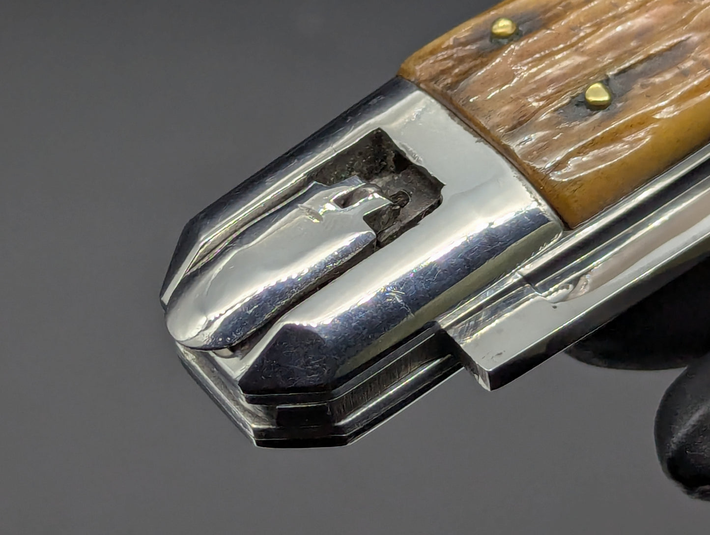 ANTIQUE FRENCH COFFIN SWITCHBLADE KNIFE BONE