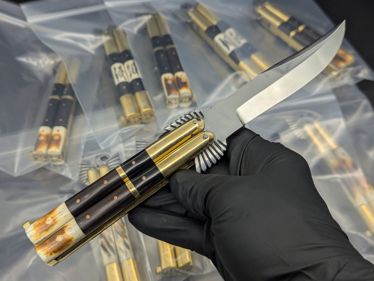 22CM PHILIPPINES HANDMADE EAGLE BALISONG BONE/ HORN CLIP