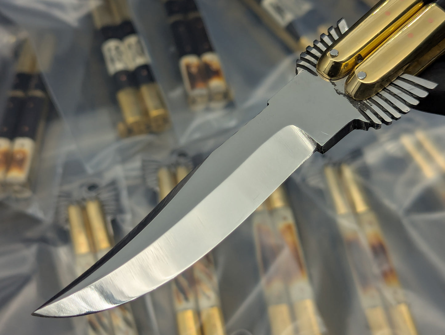 22CM PHILIPPINES HANDMADE EAGLE BALISONG BONE/ HORN CLIP