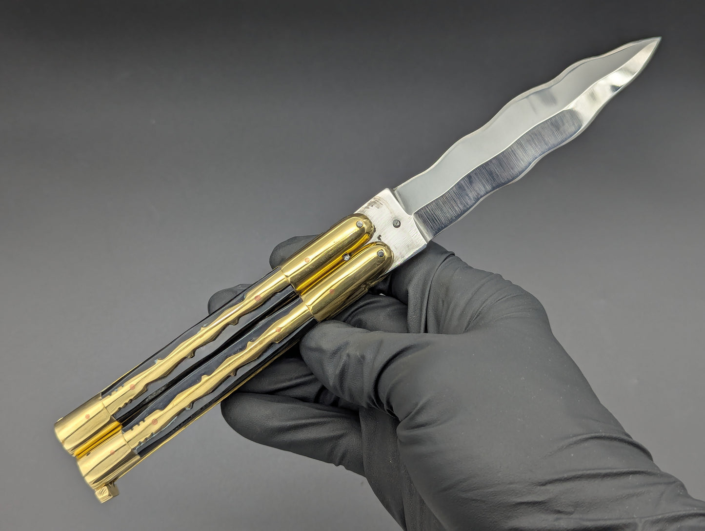 23cm TRADITIONAL PHILIPPINES HANDMADE BALISONG KRIS KALAPKOP BLACK