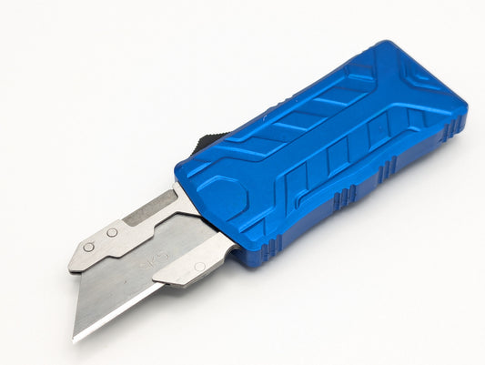 Blue Molded Aluminum D/A Box Cutter OTF Knife