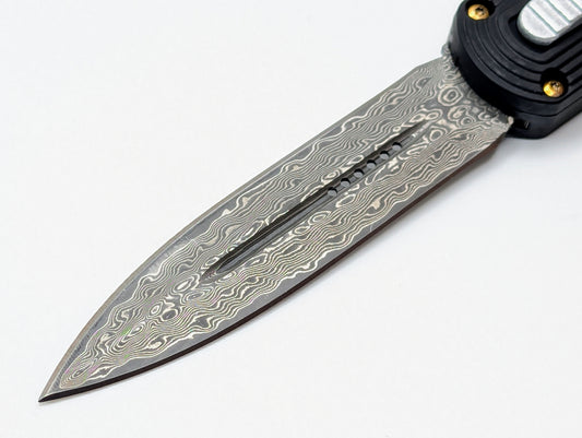 9.25" DAMASCUS D/A OTF KNIFE DOUBLE EDGE