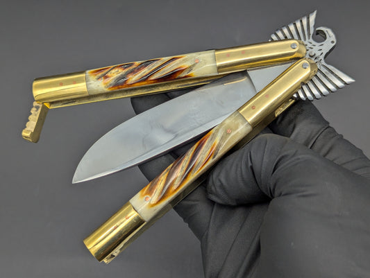 22CM EAGLE TANG PHILIPPINES HANDMADE BALISONG TWISTED BONE DP2