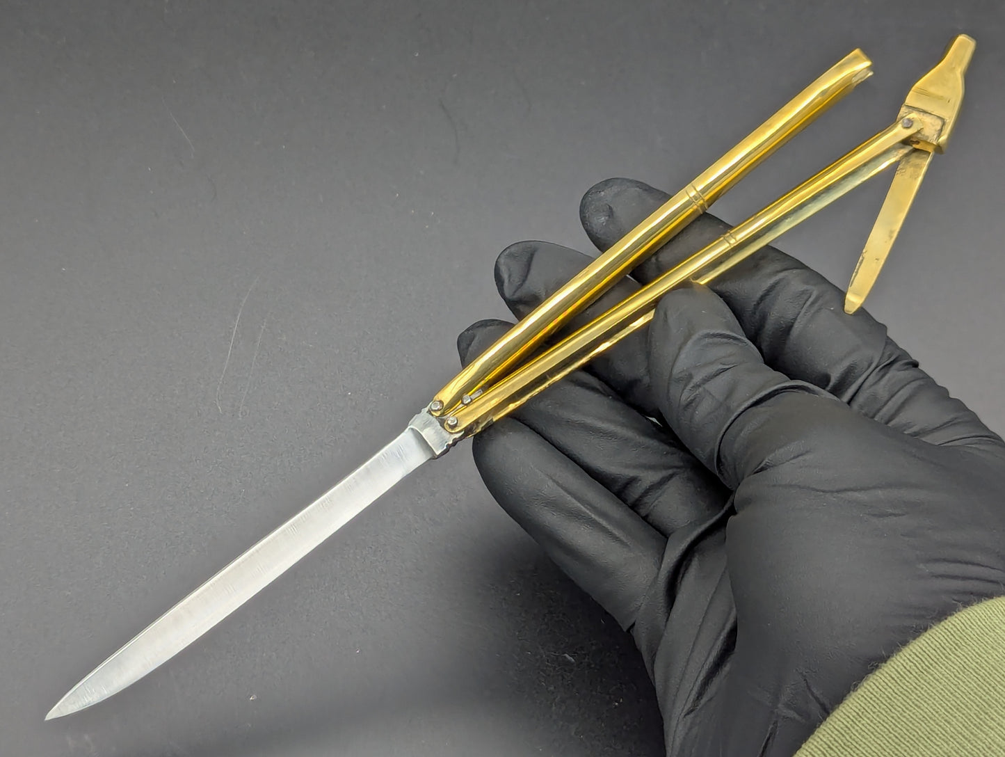 BRASS & STEEL FHM PEN STYLE BALISONG KNIFE STRAIGHT