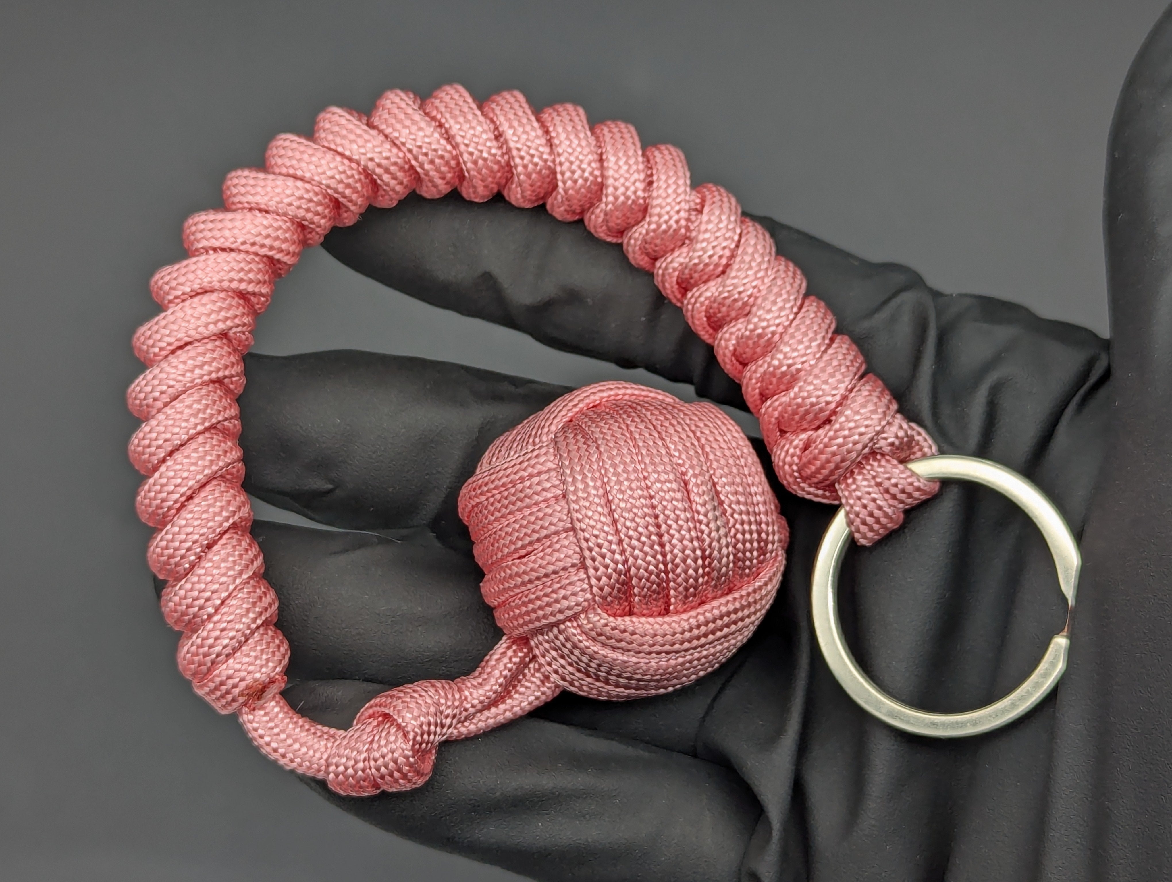 PINK 3 OZ 550 LB PARACORD MONKEY FIST SELF DEFENSE KEYRING – LIGHTNING ...