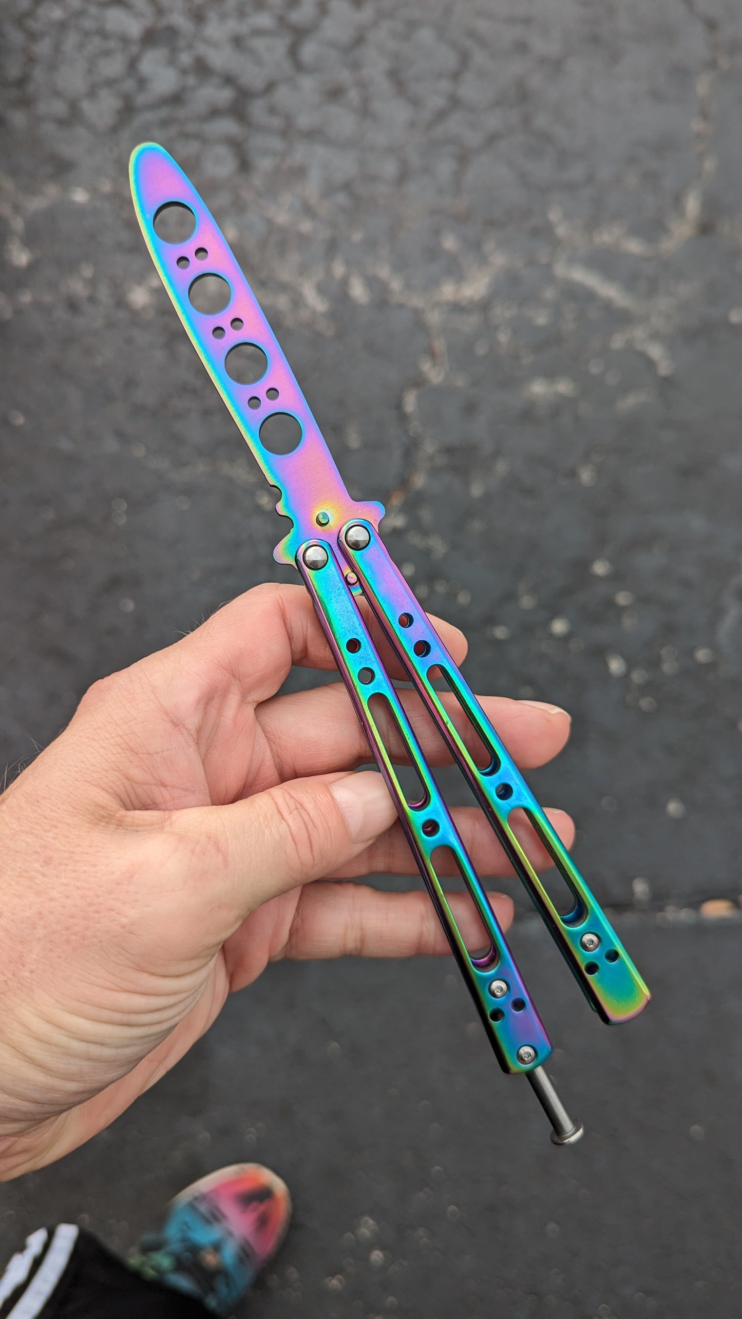 RAINBOW Ti SKELETONIZED BALISONG TRAINER