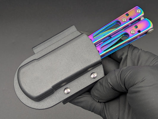 BALISONG BELT SHEATH CARRY CASE BLACK ABS