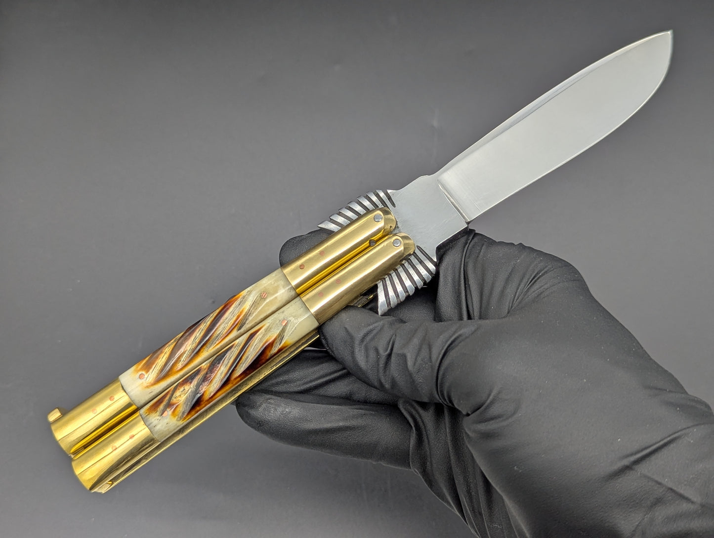 22CM EAGLE TANG PHILIPPINES HANDMADE BALISONG TWISTED BONE DP2