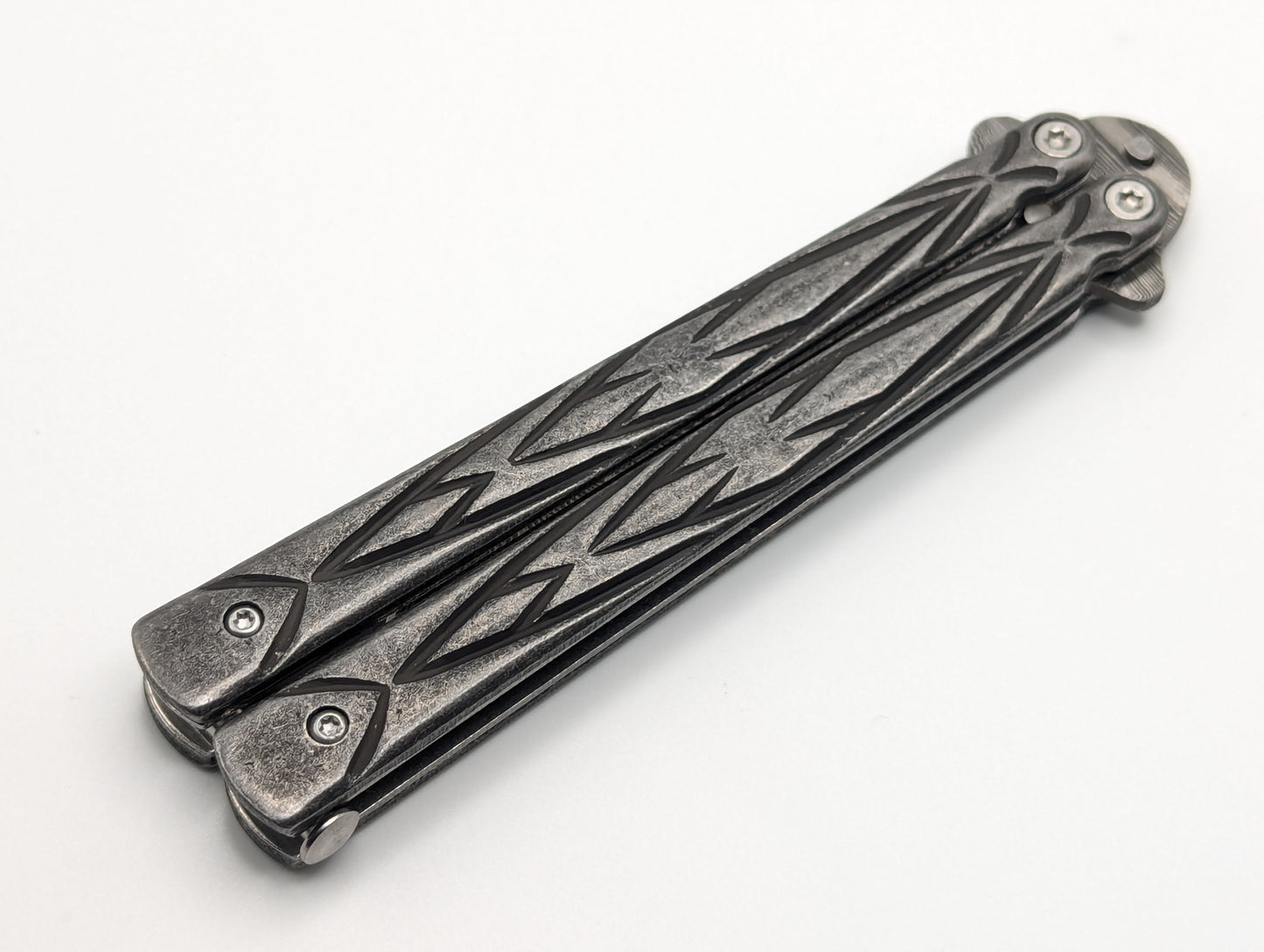 9" Damascus Fury Tanto Balisong Butterfly Knife