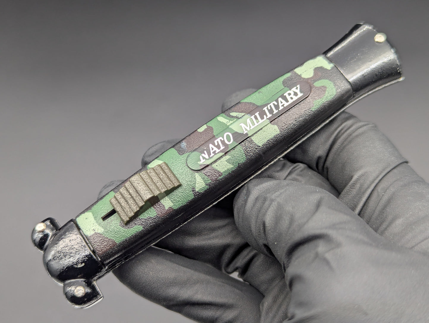 VINTAGE KOREAN NATO MILITARY OTF KNIFE 3 PIN CAMO