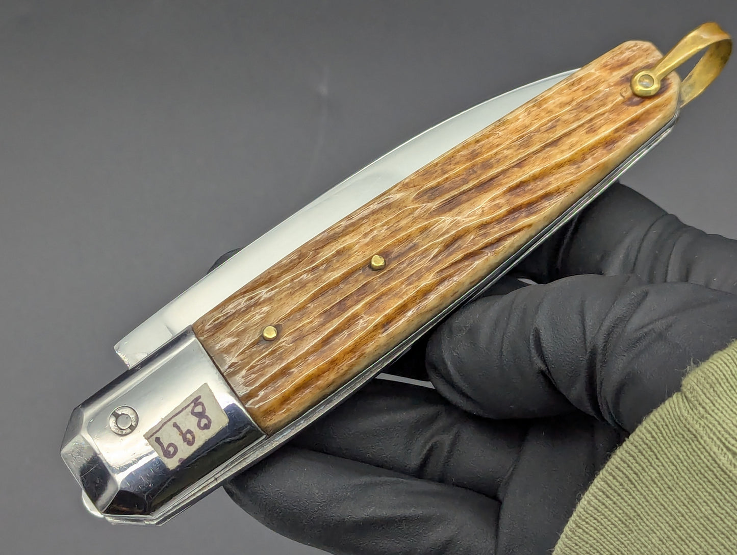 ANTIQUE FRENCH COFFIN SWITCHBLADE KNIFE BONE