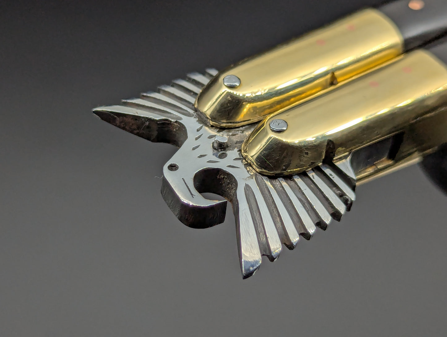 29CM RAMBO EAGLE TANG BRASS DEER HORN FHM BALISONG