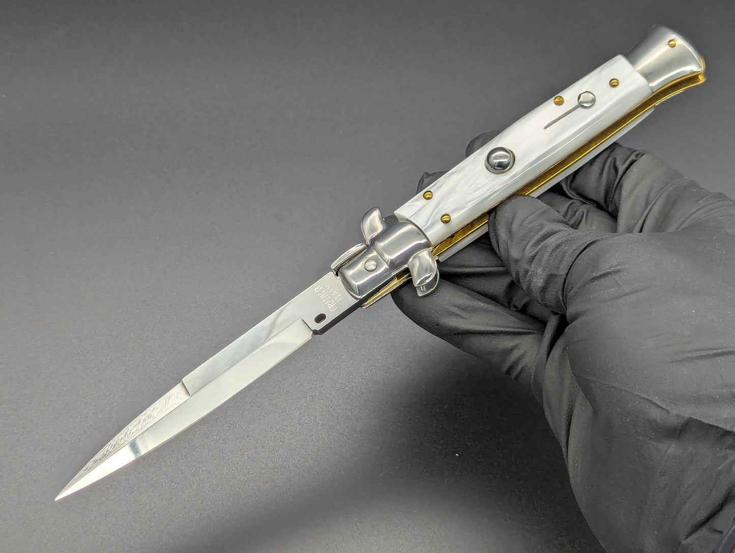 9" Frank Beltrame Faux Pearl Scale Italian Stiletto Bayonet