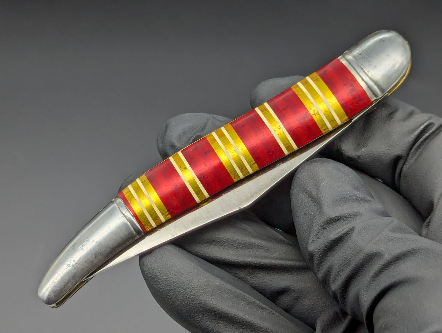 ANTIQUE HAMMER BRAND CANDY STRIPE TOOTHPICK SWITCHBLADE KNIFE