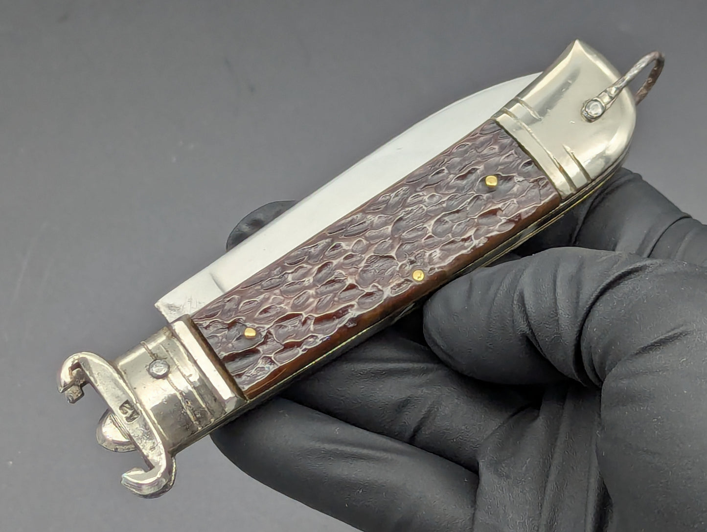 Italian VIRGINIA Shot Shell Puller Leverlock Switchblade Knife