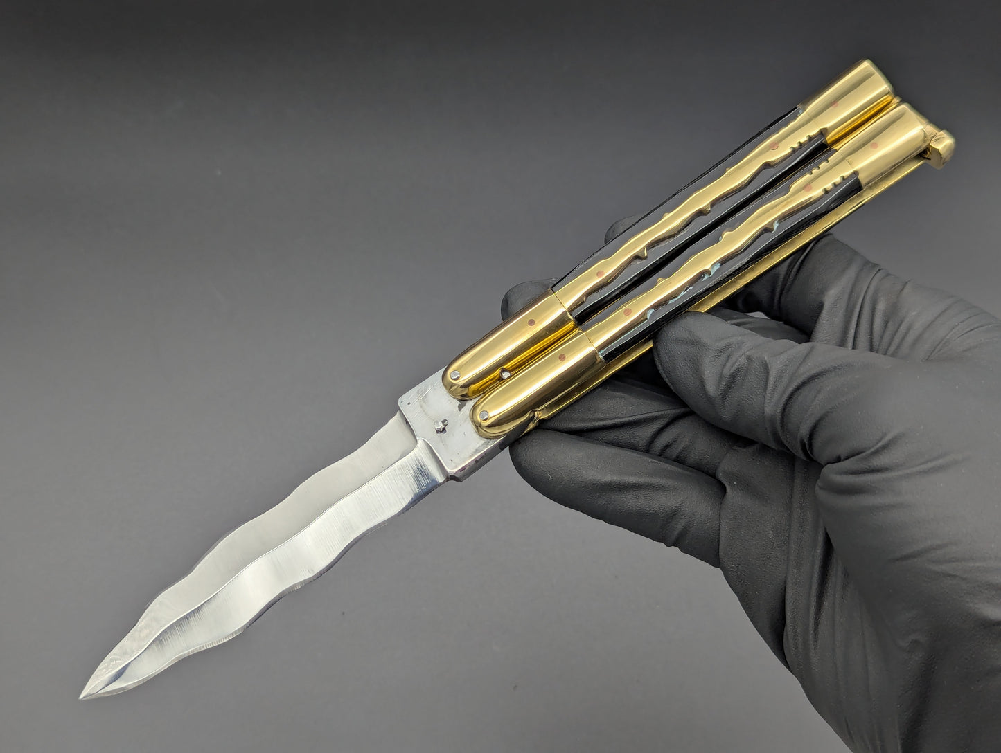 23cm TRADITIONAL PHILIPPINES HANDMADE BALISONG KRIS KALAPKOP BLACK