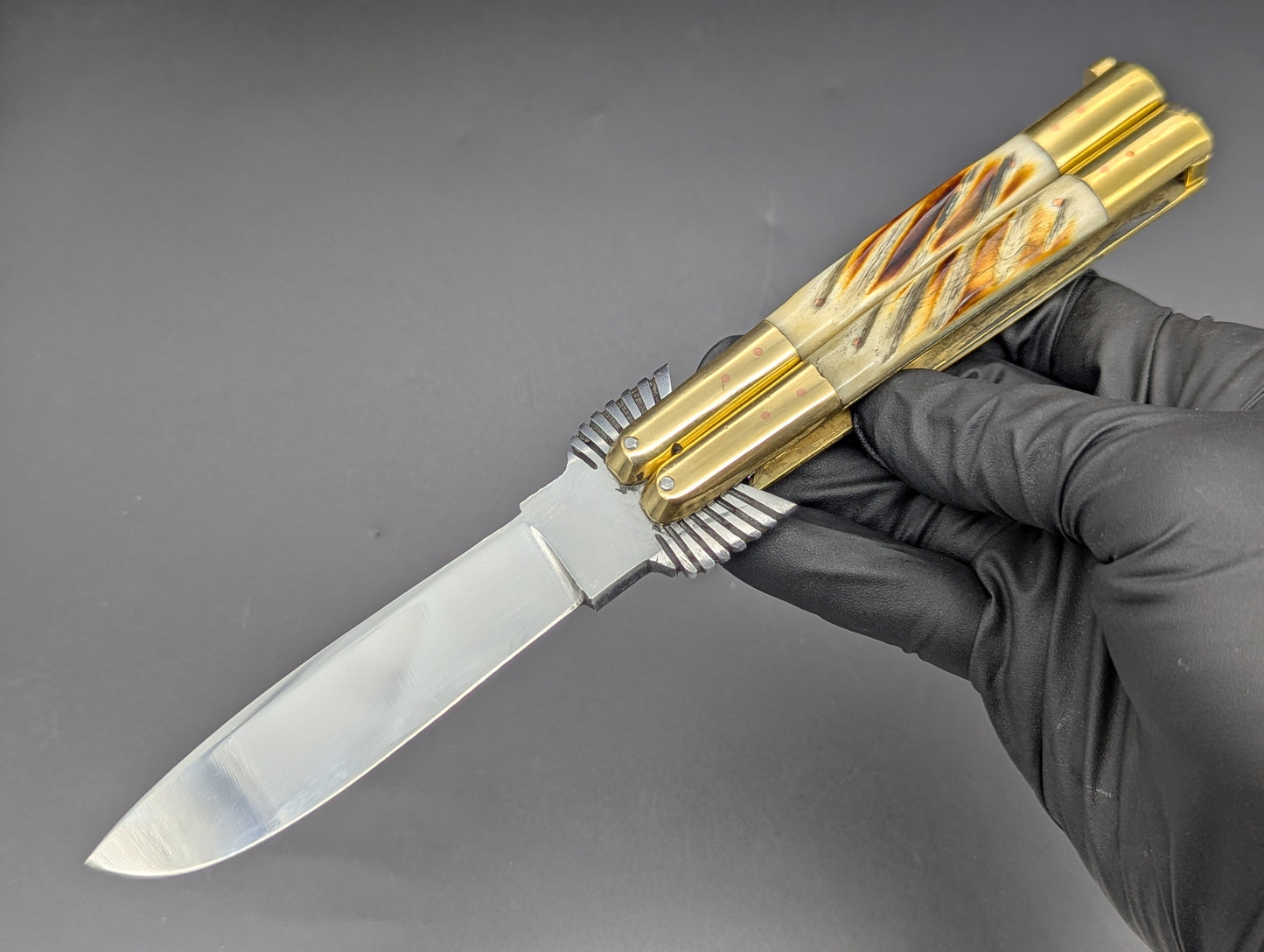 22CM EAGLE TANG PHILIPPINES HANDMADE BALISONG TWISTED BONE DP2