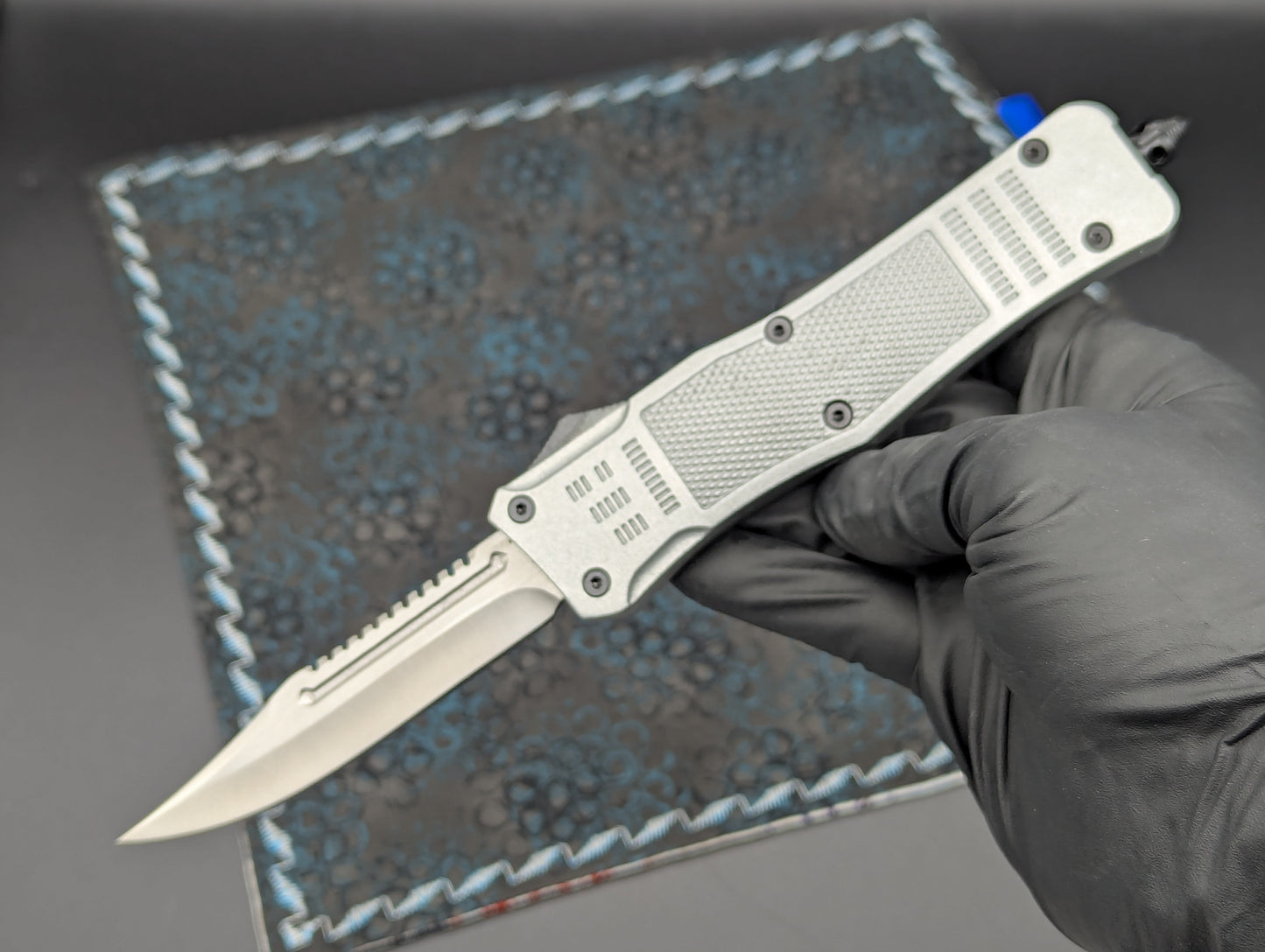 SILVER SHADOW STAINLESS D/A OTF KNIFE RAMBO CLIP