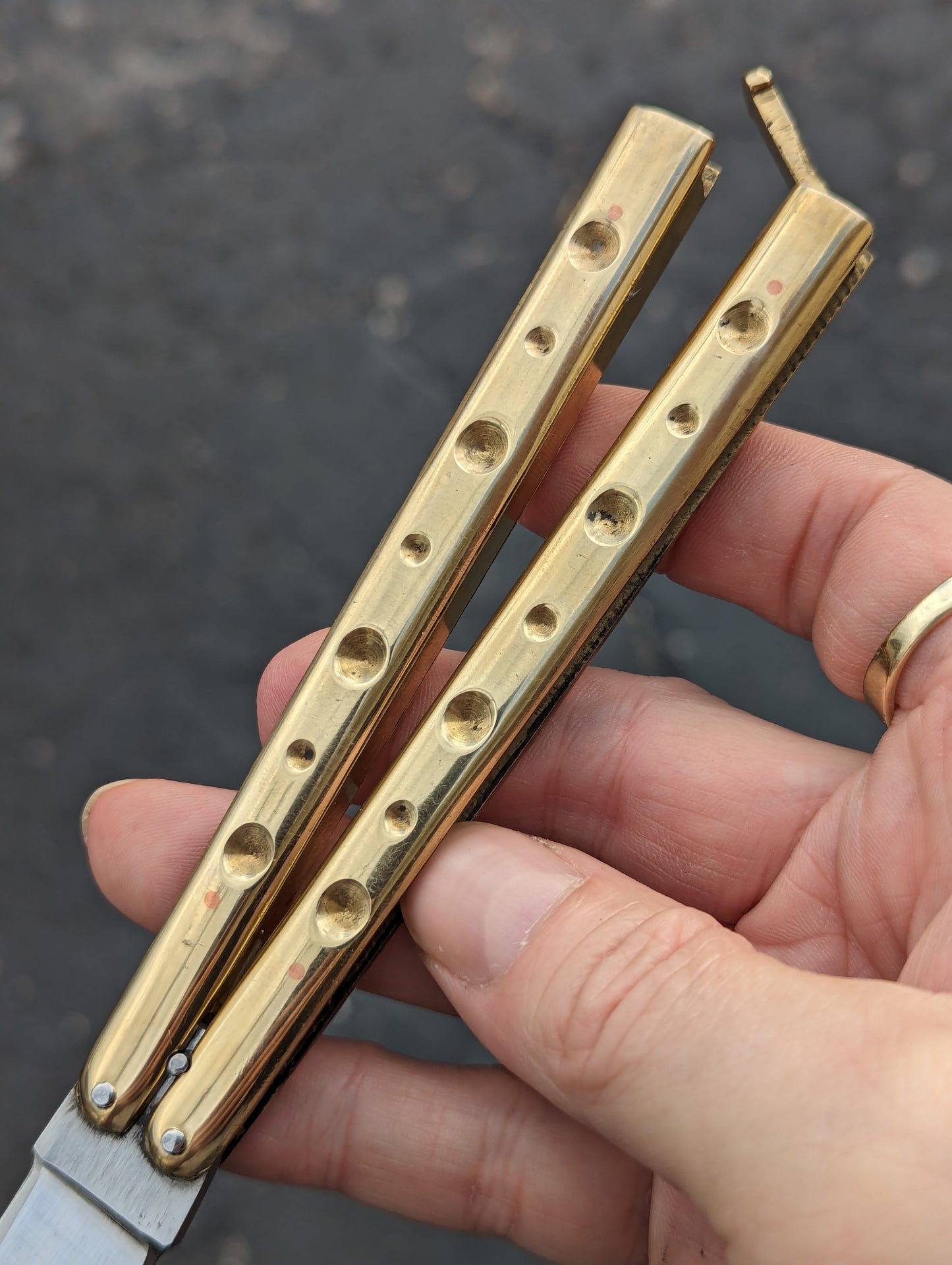 23cm/ 9" Solid Brass Milled FHM Balisong Knife Drop Point