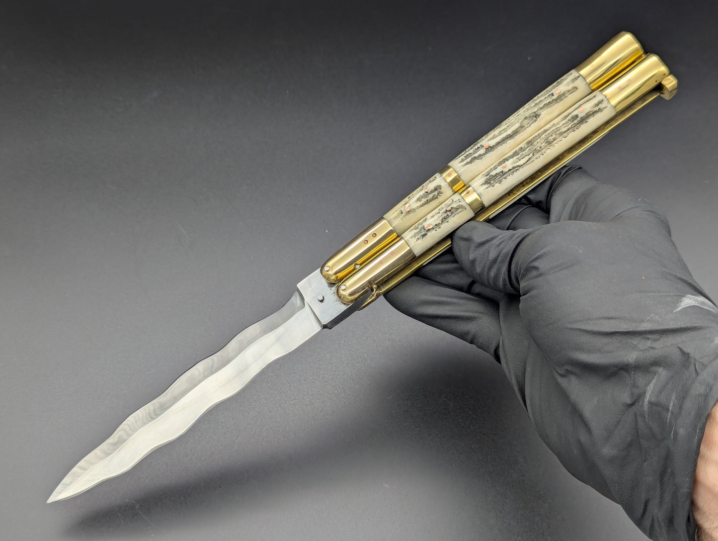 11" DEER HORN KRIS BLADE PHILIPPINES HANDMADE BALISONG KNIFE