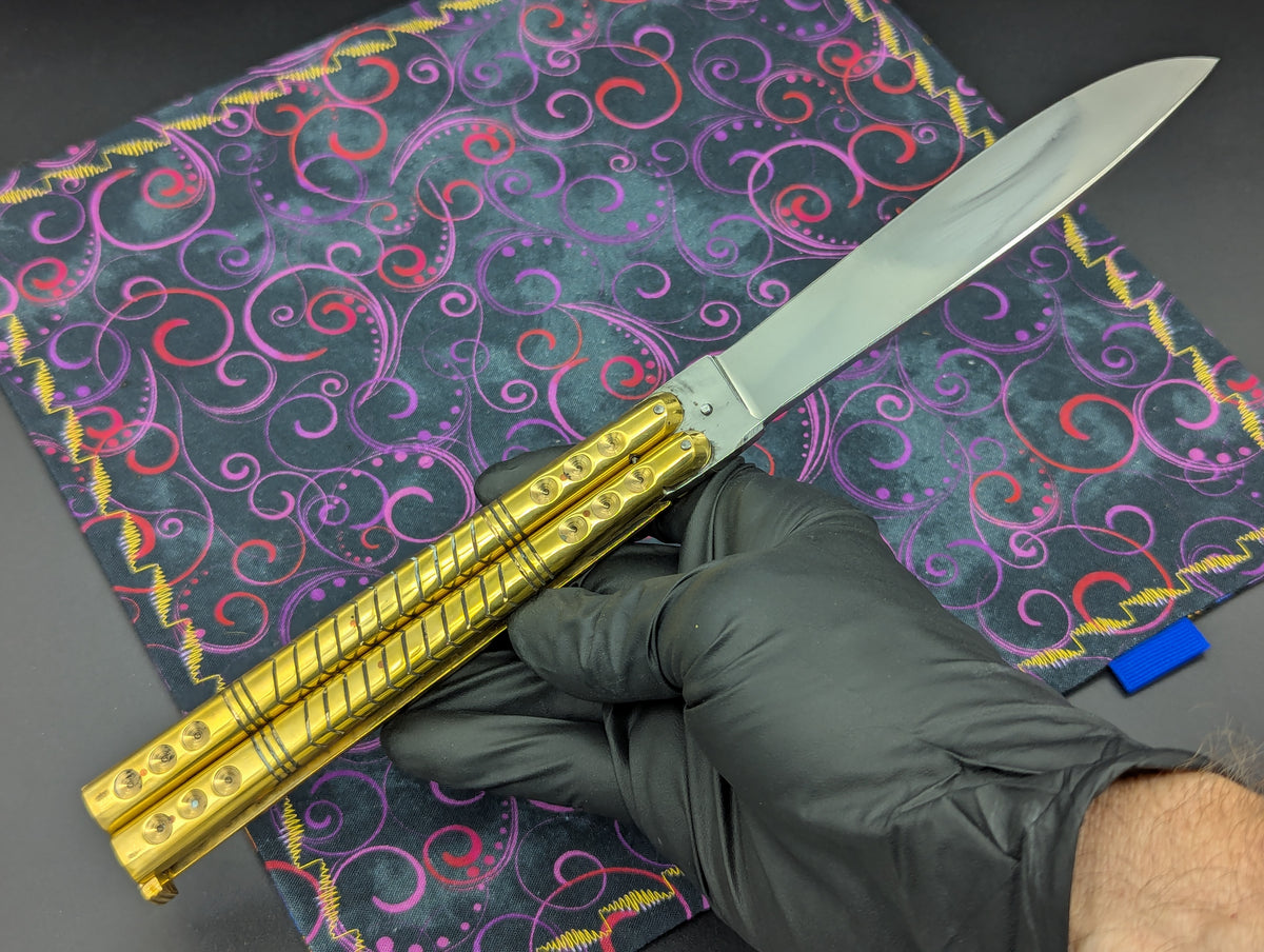 366 GRAM SOLID BRASS FHM BALISONG KNIFE "RAZOR"