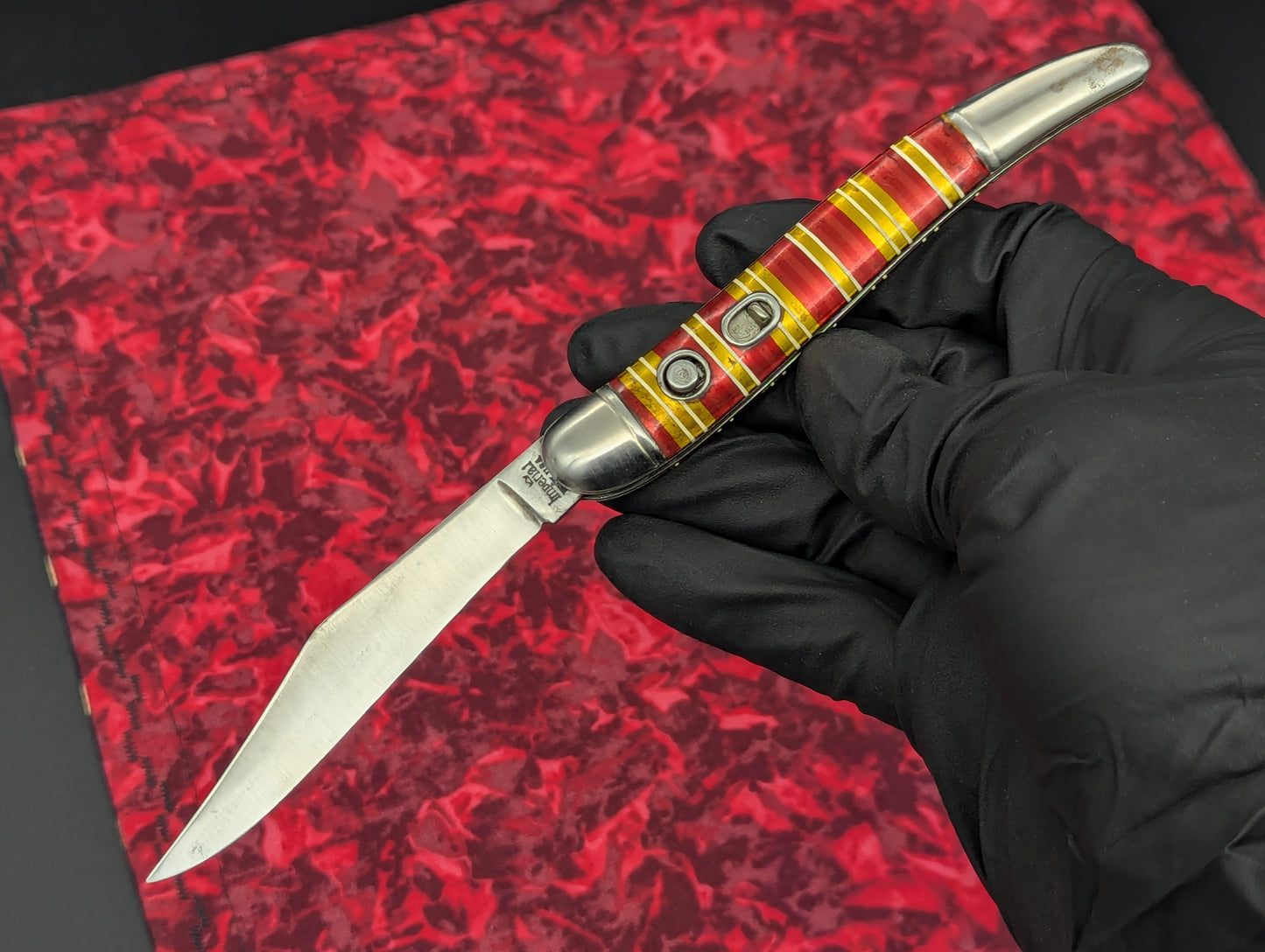 ANTIQUE IMPERIAL USA CANDYSTRIPE SWITCHBLADE KNIFE