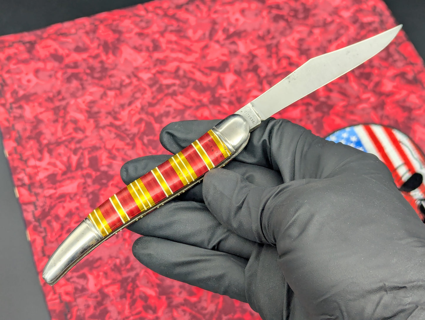 ANTIQUE IMPERIAL USA CANDYSTRIPE SWITCHBLADE KNIFE