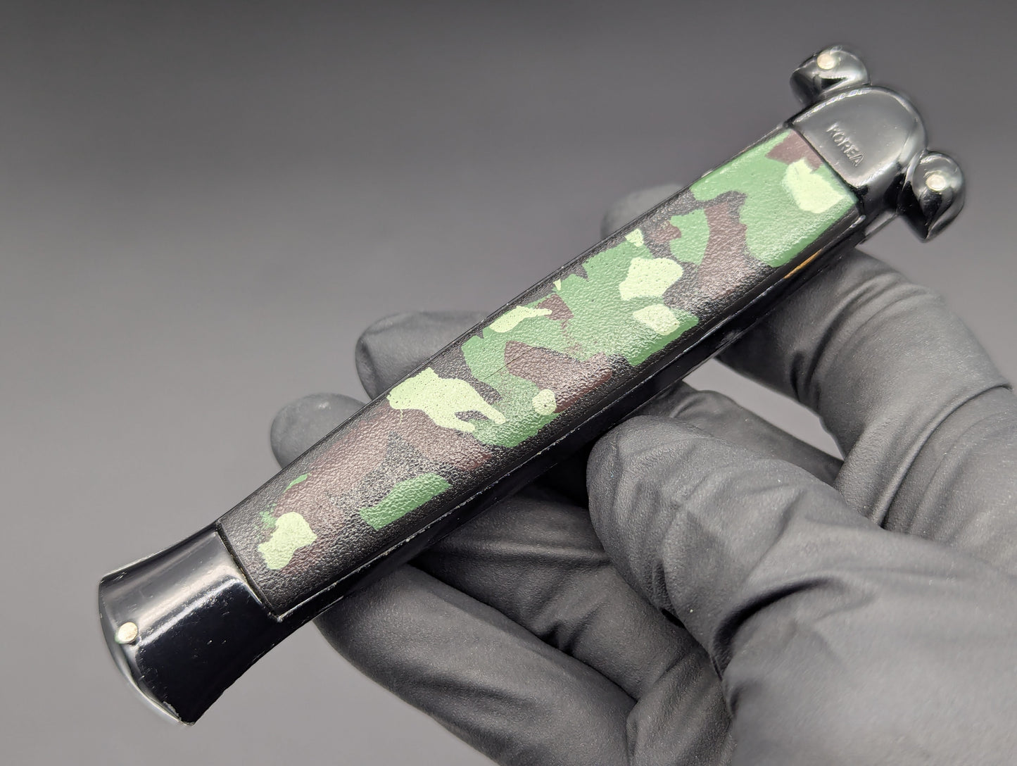 VINTAGE KOREAN NATO MILITARY OTF KNIFE 3 PIN CAMO