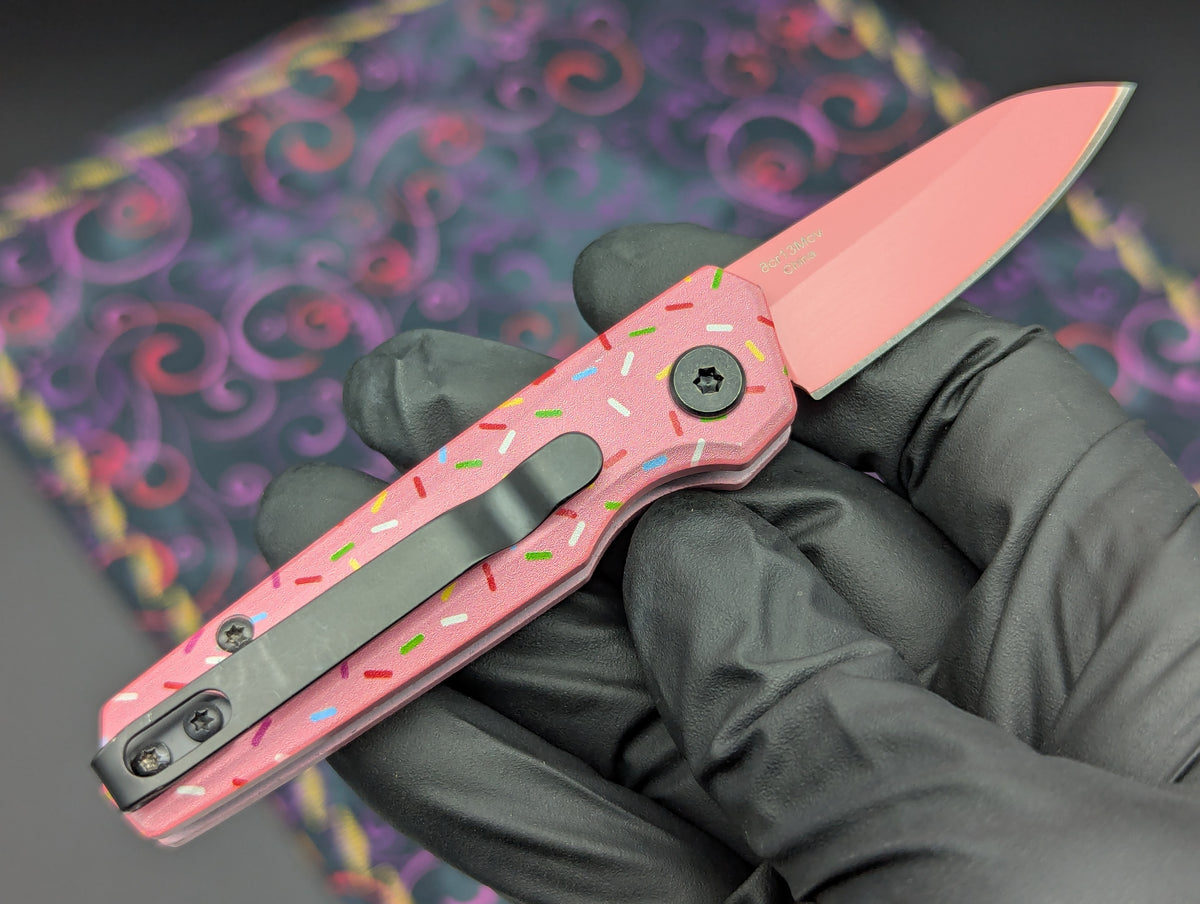 PINK SPRINKLE DONUT CALI LEGAL SWITCHBLADE KNIFE