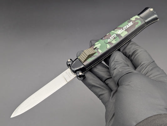 VINTAGE KOREAN NATO MILITARY OTF KNIFE 3 PIN CAMO