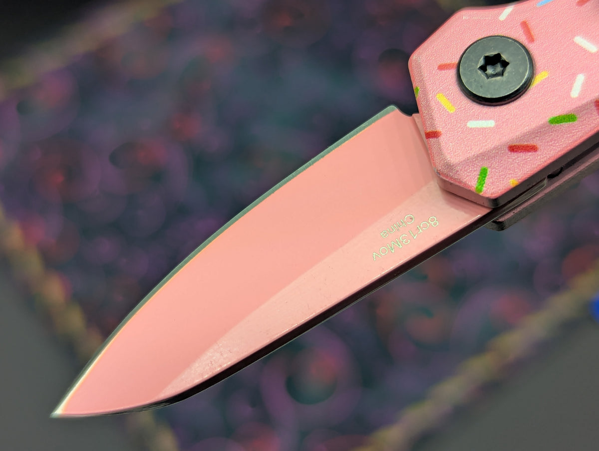 PINK SPRINKLE DONUT CALI LEGAL SWITCHBLADE KNIFE