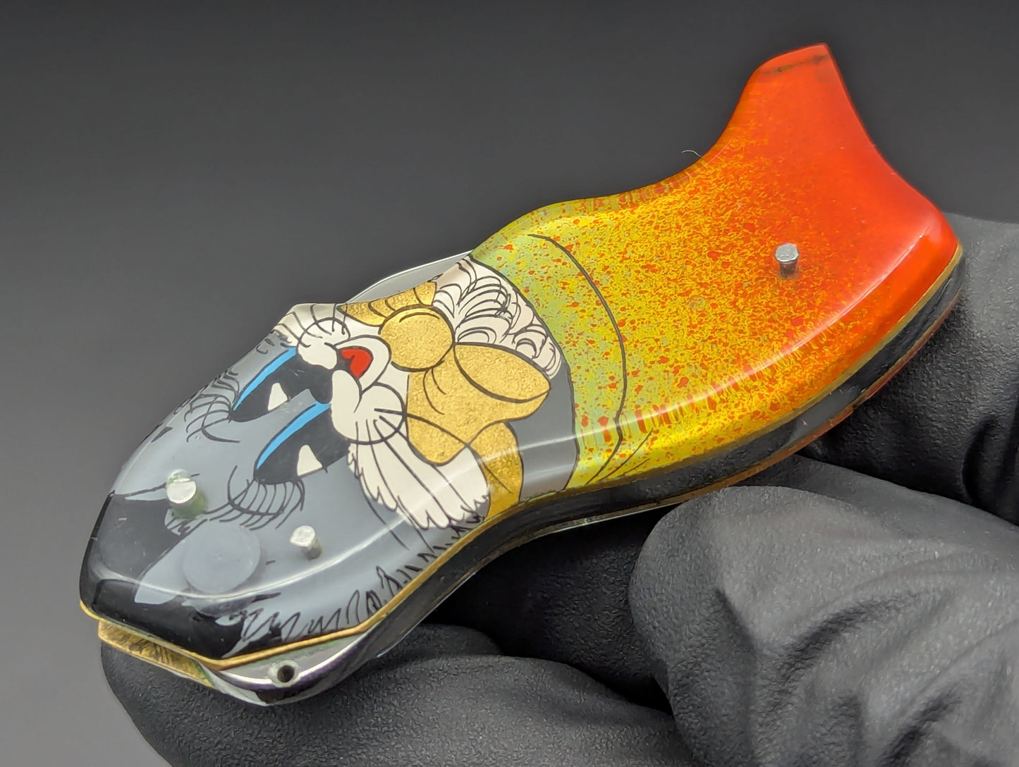 VINTAGE RUSSIAN PRISON MADE KNIFE KITTEN CARTOON