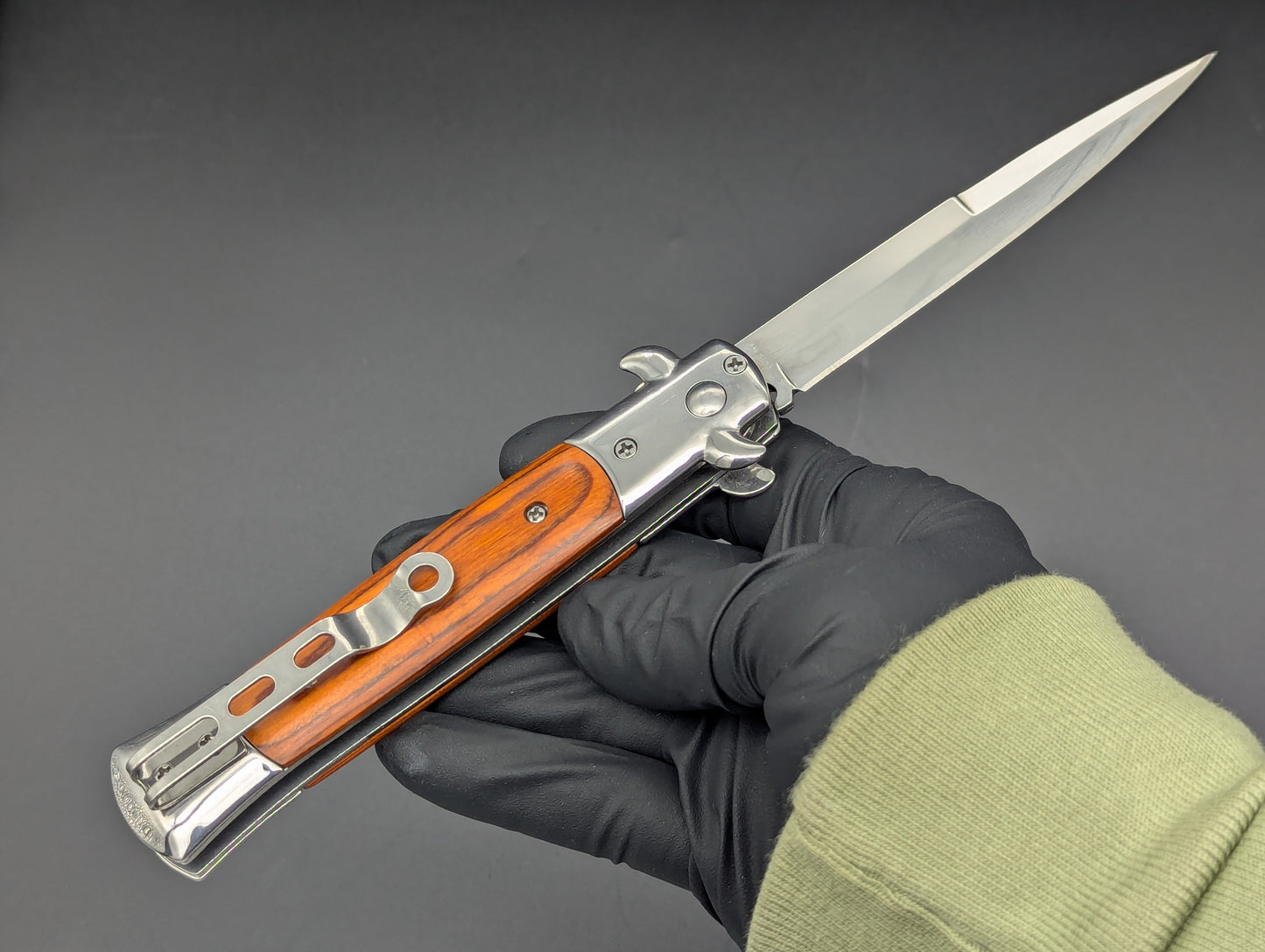 SOLID WOOD DIABLO MILANO STILETTO KNIFE